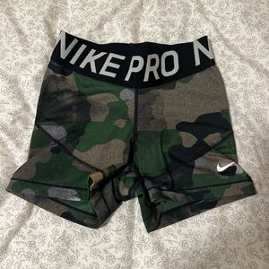 Nike Pros Camo Green Shorts